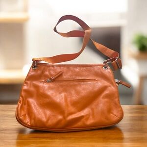 Tyler Rodan Orange Crossbody Bag Vegan Leather Adjustable Strap